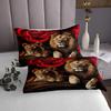 Erosebridal Lion Bedding Set Twin Size, Africa Wildlife Quilted for Kids Teens Adult, Red Rose Flower Pattern Coverlet Set, Animal Theme Bedspread, Soft Luxury Microfiber, Black Brown view 4