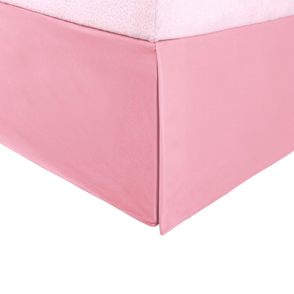 1000 Thread Count Luxuary 1 PC Bed Skirt 12" inch Drop with Splited Corners. (California King, Pink Solid)