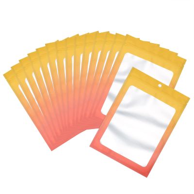 100 Pcs Resealable Mylar Bags, Gradient Color Food Storage Bags, Zip Bag Foil Bags Packaging Pouch for Food Storage, Sample, Small Business (Yellow Orange, 4.7 X 7.1 Inch)