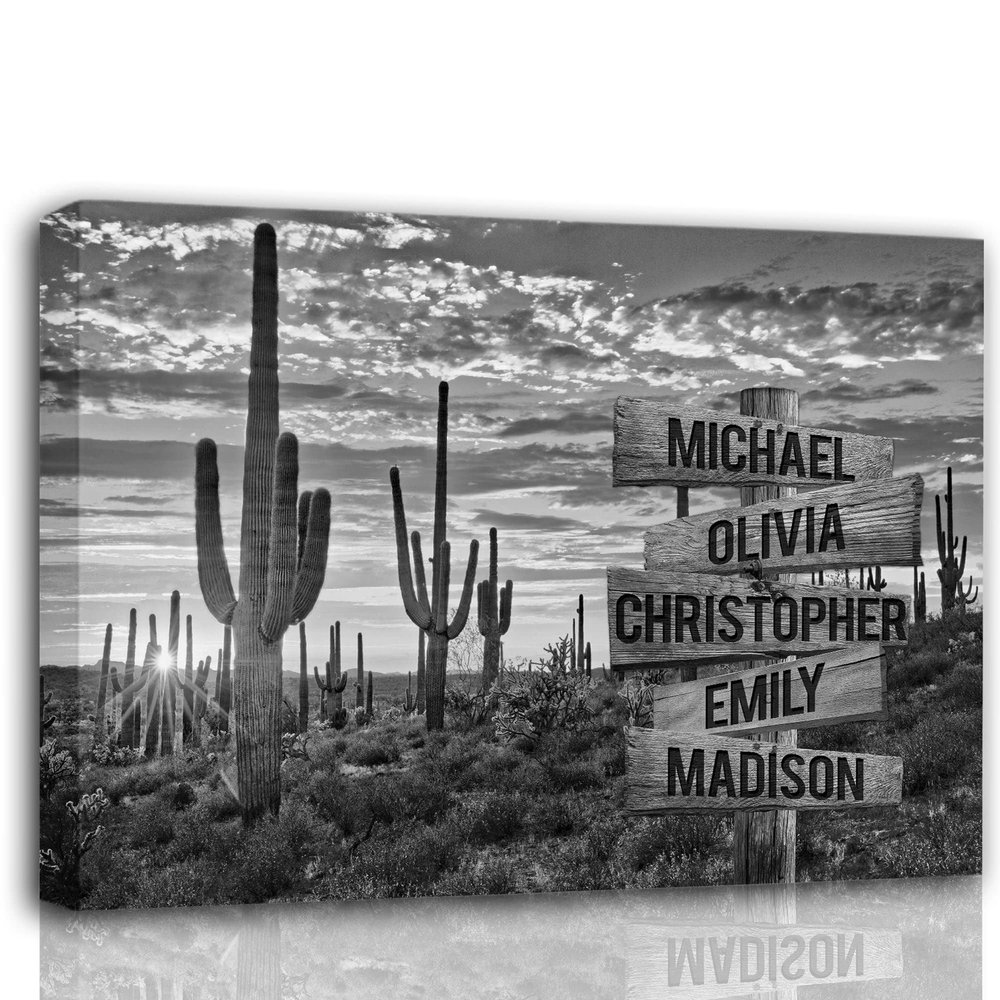 MySoulAndSpirit Store - Weather In The Desert Multi Names Premium Canvas Crossroads Personalized Canvas Wall Art - Family Name Street Sign Art Canvas For Home Decor Custom Canvas Wall Art (48"x32")
