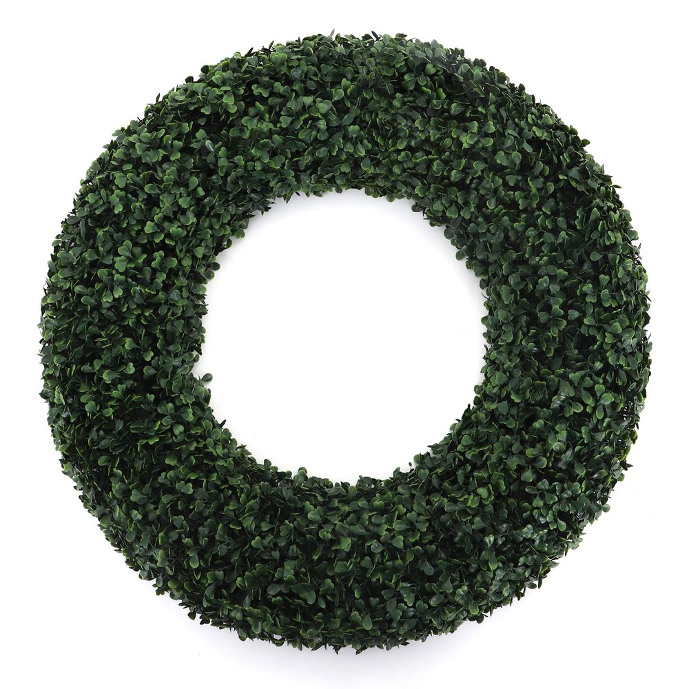 3rd Street Inn Boxwood Greenery Wreath - Farmhouse Wreath - Indoor/Outdoor Spring/Summer Wreaths (XL 20.5" 2 Pack)