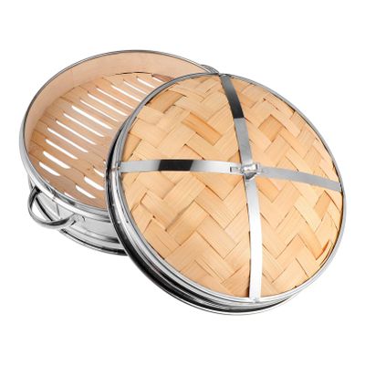 1set Stainless Steel Steaming Basket Lid Portable Food Steamer for Dumplings Dim Sum and Buns Ergonomic Design Kitchen Essential Easy Storage Random Style