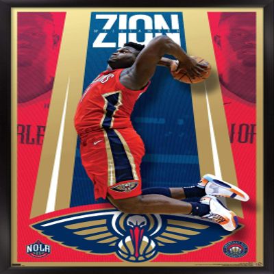 Trends International NBA New Orleans Pelicans - Zion Williamson 20 Wall Poster, 34L x 22.4W, Black Framed Version