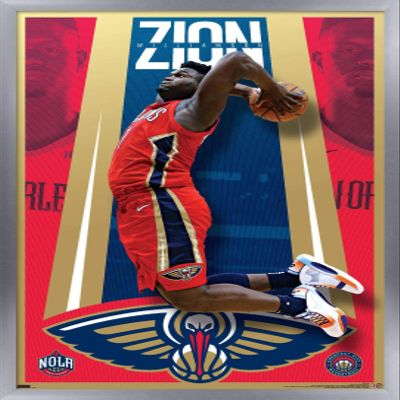 Trends International NBA New Orleans Pelicans - Zion Williamson 20 Wall Poster, 34L x 22.4W, Silver Framed Version