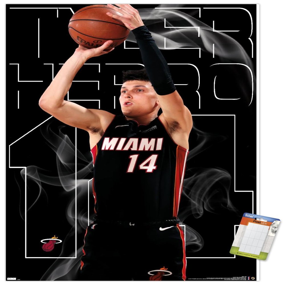 NBA Miami Heat - Tyler Herro 20 Wall Poster, 34L" x 22.4W", Premium Poster & Mount Bundle