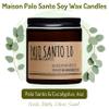 Maison Palo Santo Soy Wax Candle - Palo Santo and Eucalyptus Natural Aromatherapy Smudge Candle, Stress Relief, Chakra Balancing, Meditation, Manifestation and Focus, 4 oz view 2