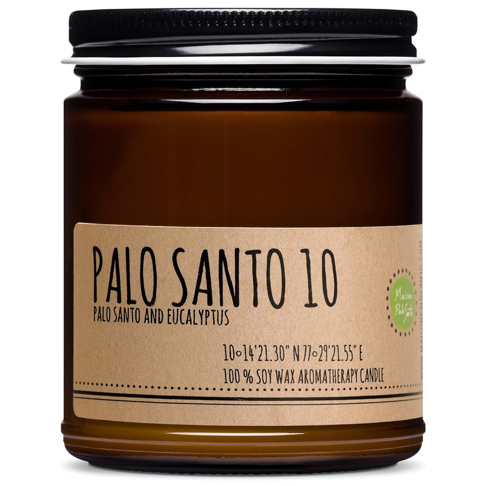 Maison Palo Santo Soy Wax Candle - Palo Santo and Eucalyptus Natural Aromatherapy Smudge Candle, Stress Relief, Chakra Balancing, Meditation, Manifestation and Focus, 9 oz