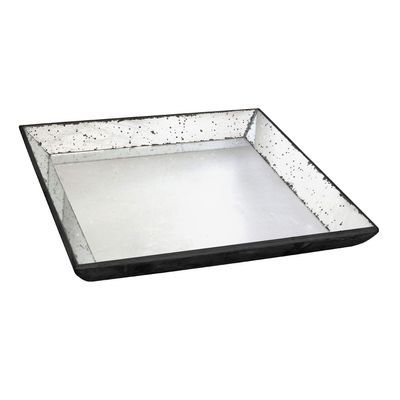 20" Square Mirrored Home Dcor Tray Modern Rustic Decorative Centerpiece Distressed Bathroom Office Decoration