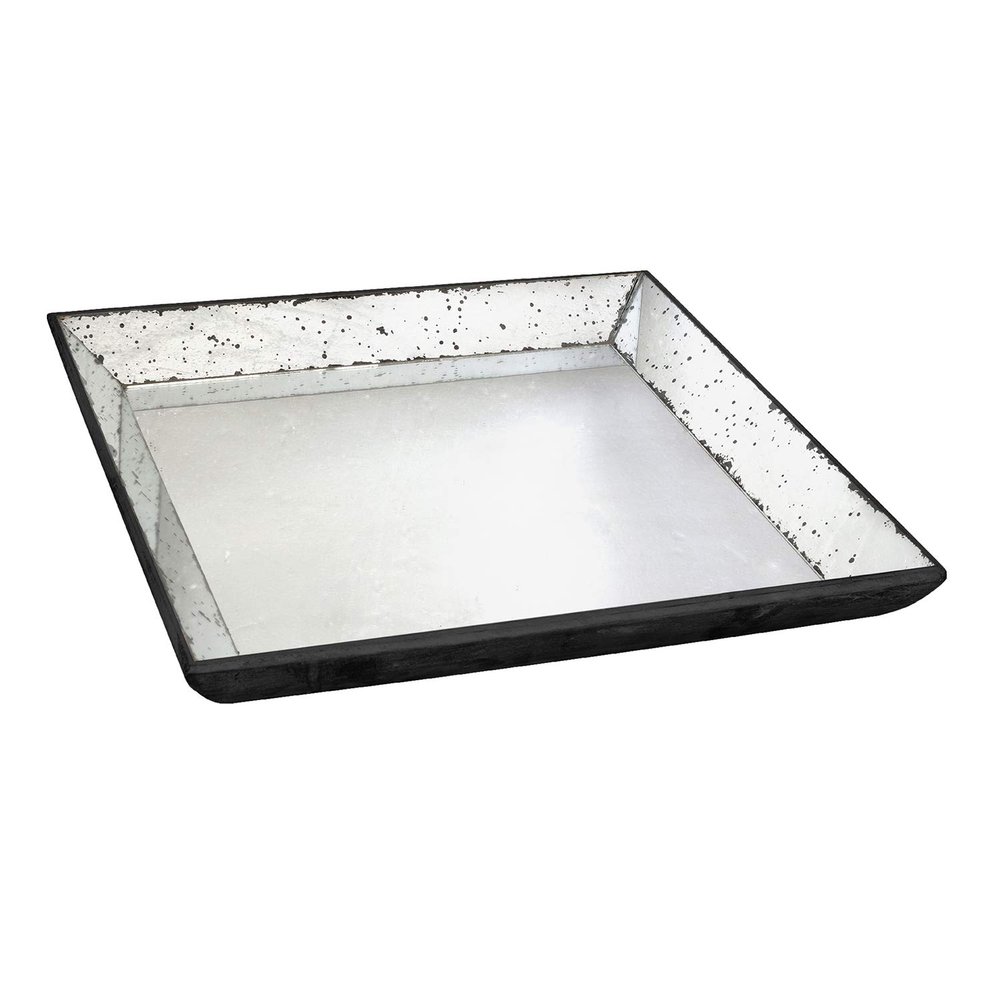 20" Square Mirrored Home Dcor Tray Modern Rustic Decorative Centerpiece Distressed Bathroom Office Decoration