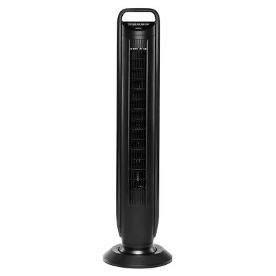 Seville Classics UltraSlimline Indoor Bladeless Oscillating Tower Fan Quiet Cooling LED Display Space-Saving for Home w/Remote and 7.5H Timer, Black, 40" 5-speed (115 degrees)