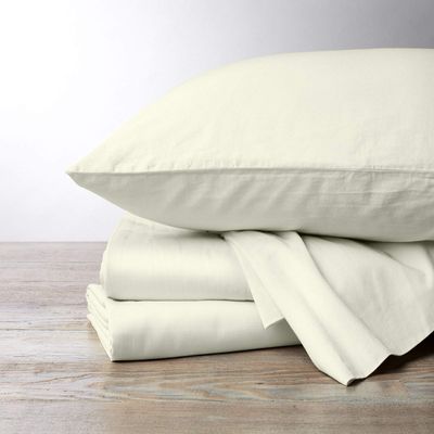 1000 Thread Count, 100% Egyptian Cotton, 4 PC Split Head Flex Sheet Set, 30" Split From the Top, Soft Satin Weave, 28" EXTRA DEEP POCKET (Split Head California King- 30" Split, Ivory)