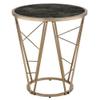Acme Cicatrix Round Faux Marble Top End Table in Black and Champagne view 1