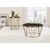 Acme Cicatrix Round Faux Marble Top End Table in Black and Champagne view 2