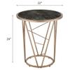 Acme Cicatrix Round Faux Marble Top End Table in Black and Champagne view 3