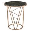 Acme Cicatrix Round Faux Marble Top End Table in Black and Champagne view 4
