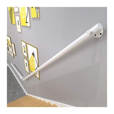 Handrails Complete Kit, Wall Mounted Pine Wood Round Bar Staircase Railing, Barrier-Free Non-Slip Staircase Grab Bar, for Indoor Stairs, Garden, Corridor, Lofts (Color : White, Size : 150CM)