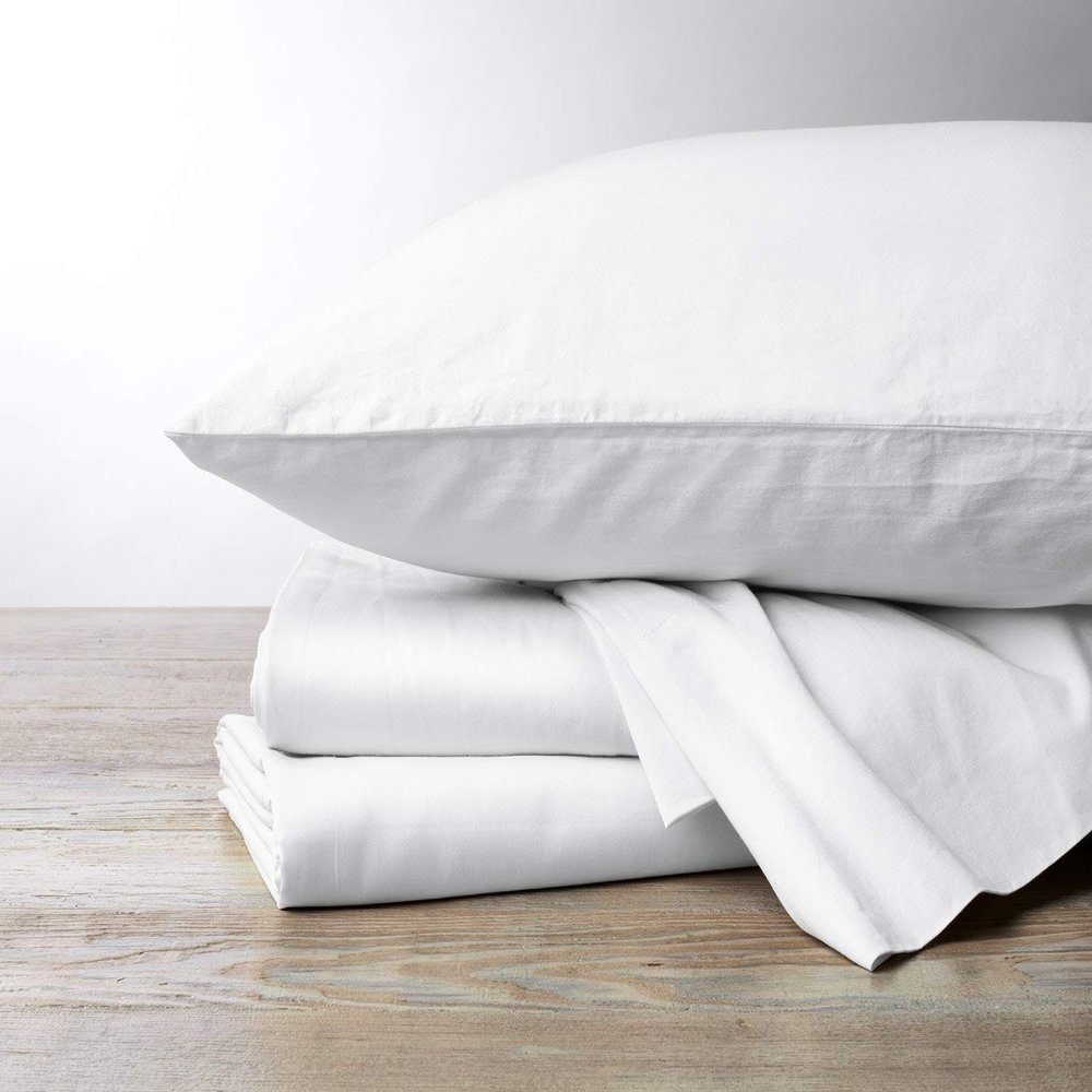 1000 Thread Count, 100% Egyptian Cotton, 4 PC Split Head Flex Sheet Set, 34" Split From the Top, Soft Satin Weave, 28" EXTRA DEEP POCKET (Split Head California King- 34" Split, White)