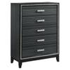 Acme Haiden 5-Drawer Wooden Chest with Shimmering Trim in Weathered Black view 4