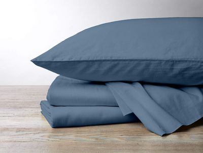 1000 Thread Count, 100% Egyptian Cotton, 4 PC Split Head Flex Sheet Set, 39" Split From the Top, Soft Satin Weave, 28" EXTRA DEEP POCKET (Split Head King- 39" Split, Mediterranean Blue)
