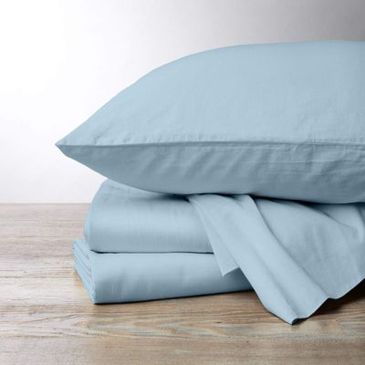 1000 Thread Count, 100% Egyptian Cotton, 4 PC Split Head Flex Sheet Set, 30" Split From the Top, Soft Satin Weave, 28" EXTRA DEEP POCKET (Split Head California King- 30" Split, Light Blue)