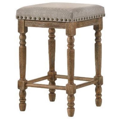 Acme Farsiris Fabric Counter Height Stool in Beige and Weathered Oak