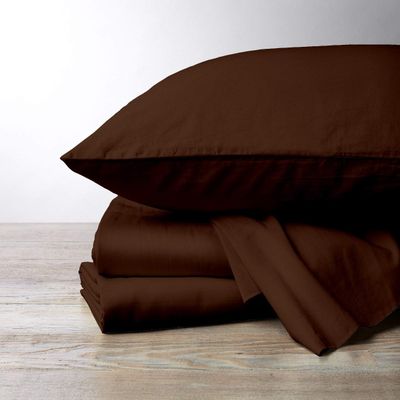 1000 Thread Count, 100% Egyptian Cotton, 4 PC Split Head Flex Sheet Set, 28" Split from The Top, Soft Satin Weave, 22" Extra DEEP Pocket (Split Head Queen- 28" Split, Chocolate)
