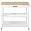 Yaheetech Kitchen Island Utility Cart with Drawer and Storage Shelves, Trolley Cart with Bamboo Top On Wheels for Dining Room, 40" Lx20 W, White view 1