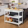 Yaheetech Kitchen Island Utility Cart with Drawer and Storage Shelves, Trolley Cart with Bamboo Top On Wheels for Dining Room, 40" Lx20 W, White view 2