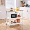 Yaheetech Kitchen Island Utility Cart with Drawer and Storage Shelves, Trolley Cart with Bamboo Top On Wheels for Dining Room, 40" Lx20 W, White view 3