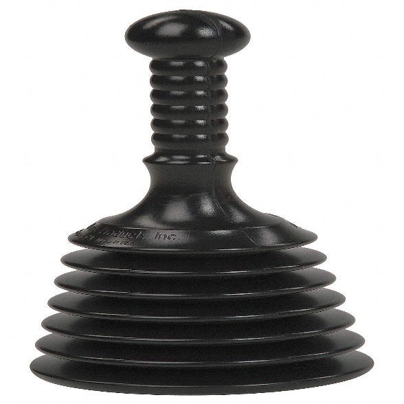 5 in Cup Dia,Bellows Plunger, 6 1/2 in Handle Length Polyethylene Plunger Material-2040007879
