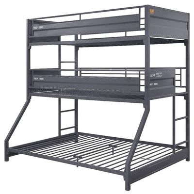 Acme Cargo Twin Over Twin Over Full Metal Triple Bunk Bed in Gunmetal