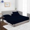 1000 Thread Count, 100% Egyptian Cotton, 4 PC Split Head Flex Sheet Set, 28" Split From the Top, Soft Satin Weave, 28" EXTRA DEEP POCKET (Split Head California King- 28" Split, Navy Blue) view 2