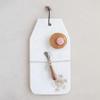 16" L x 9" W Marble Cheese/Cutting Board w/Mother of Pearl Snowflake Inlay & Wood Handle Canape Knife, Set of 2 view 2