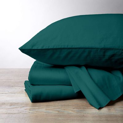 1000 Thread Count, 100% Egyptian Cotton, 4 PC Split Head Flex Sheet Set, 30" Split From the Top, Soft Satin Weave, 28" EXTRA DEEP POCKET (Split Head California King- 30" Split, Teal Blue)