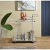 Acme Aegis 2 Glass Tier ShelvesServing Cart with Wheels in Clear and Chrome view 2