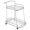 Acme Aegis 2 Glass Tier ShelvesServing Cart with Wheels in Clear and Chrome view 3