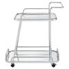 Acme Aegis 2 Glass Tier ShelvesServing Cart with Wheels in Clear and Chrome view 4
