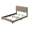 Acme Leandros Fabric Upholstered Queen Panel Bed with Nailhead Trim in Beige view 1