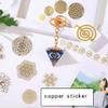 angwang Orgonite Stickers,40Pcs Sacred Round Geometric Copper Orgonite Sticker Flower Life Tree DIY Energy Tower Pyramid Material Epoxy Resin Craft Gold view 2