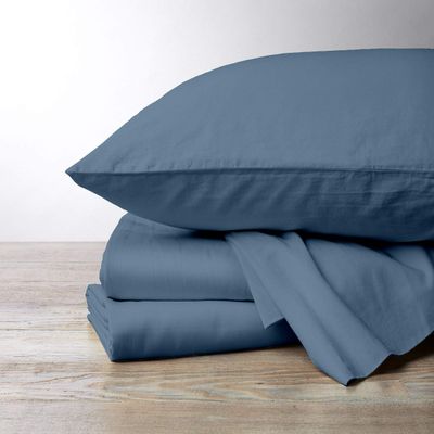 1000 Thread Count, 100% Egyptian Cotton, 4 PC Split Head Flex Sheet Set, 34" Split From the Top, Soft Satin Weave, 25" EXTRA DEEP POCKET (Split Head King- 34" Split, Mediterranean Blue)