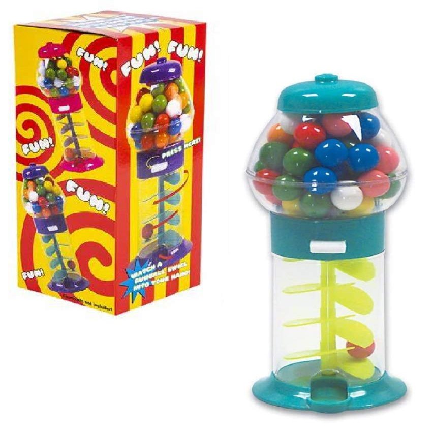 7" Spiral Galaxy Colorful GUMBALL MACHINE - Twirling Style Candy Gum Dispenser  (Green) 