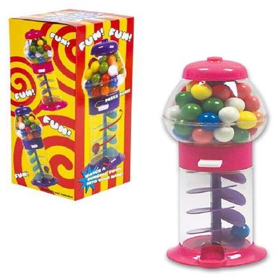 7" Spiral Galaxy Colorful GUMBALL MACHINE - Twirling Style Candy Gum Dispenser  (Pink) 