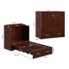AFI, Hamilton Twin XL Murphy Bed Chest with 6" Mattress, Storage Drawer, and Built-in USB Charger, Walnut view 3
