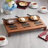 Cucina Chef Dessert Sampler with (3) 5" Mini Cast Iron Skillets and 18-1/2" x 11" x 2-1/2" Rustic Chestnut Finish Display Stand, and Chalk view 2