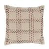 SARO LIFESTYLE Isla Berry Design Stitched Checker Throw Pillow Cover, 20" x 20", Natural view 1
