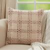 SARO LIFESTYLE Isla Berry Design Stitched Checker Throw Pillow Cover, 20" x 20", Natural view 4
