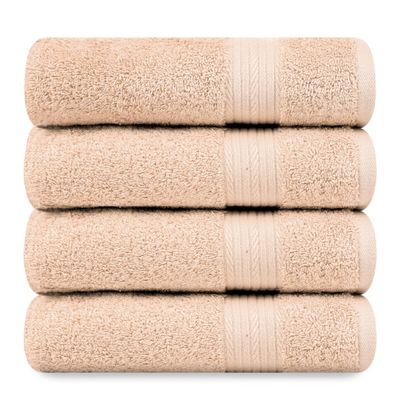 Ample Decor Bath Towels 100% Cotton 30 X 54 Inch 600 GSM Soft Quick Dry Bathroom Towels- 4pcs Beige