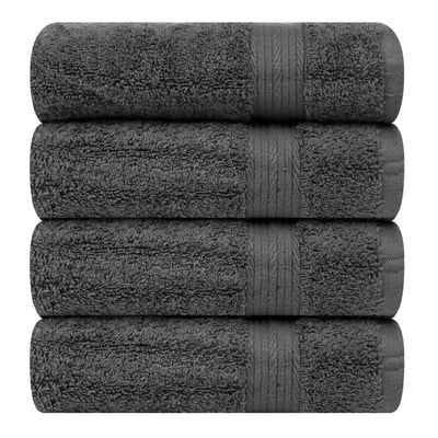 Ample Decor 100% Cotton Bath Towels for Bathroom 30 X 54 Inch 600 GSM Soft Absorbent - 4pcs Grey