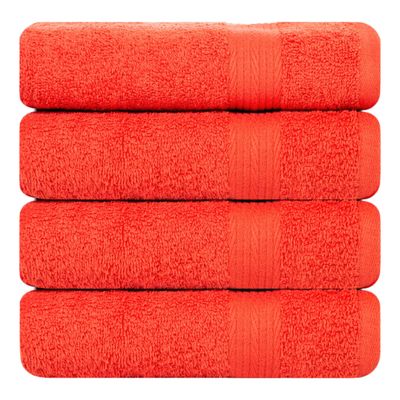 Ample Decor Bath Towels 30 X 54 Inch 600 GSM 100% Cotton Towels for The Bathroom - 4pcs Orange