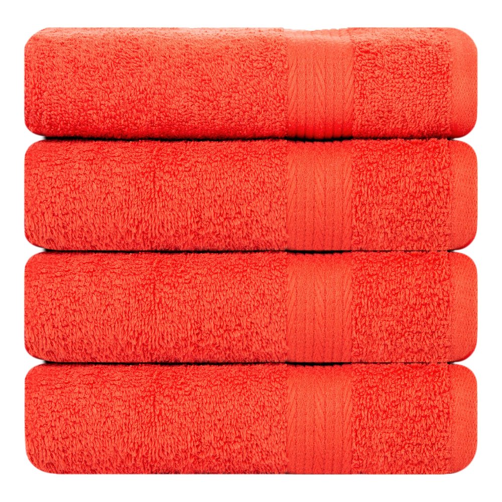 Ample Decor Bath Towels 30 X 54 Inch 600 GSM 100% Cotton Towels for The Bathroom - 4pcs Orange
